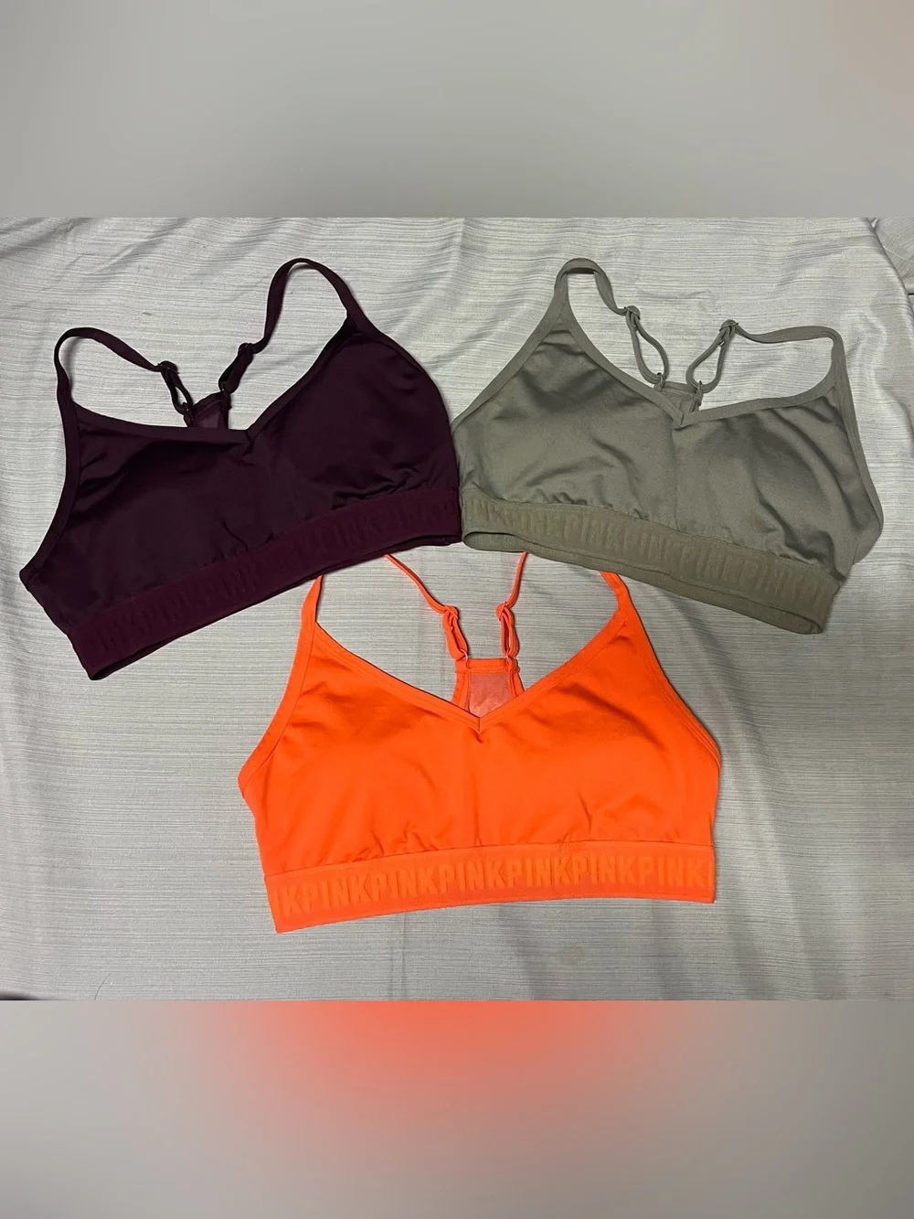 PINK Victoria’s Secret Ultimate Sports Bra Lot 3 Medium M B80 Racerback Sheer